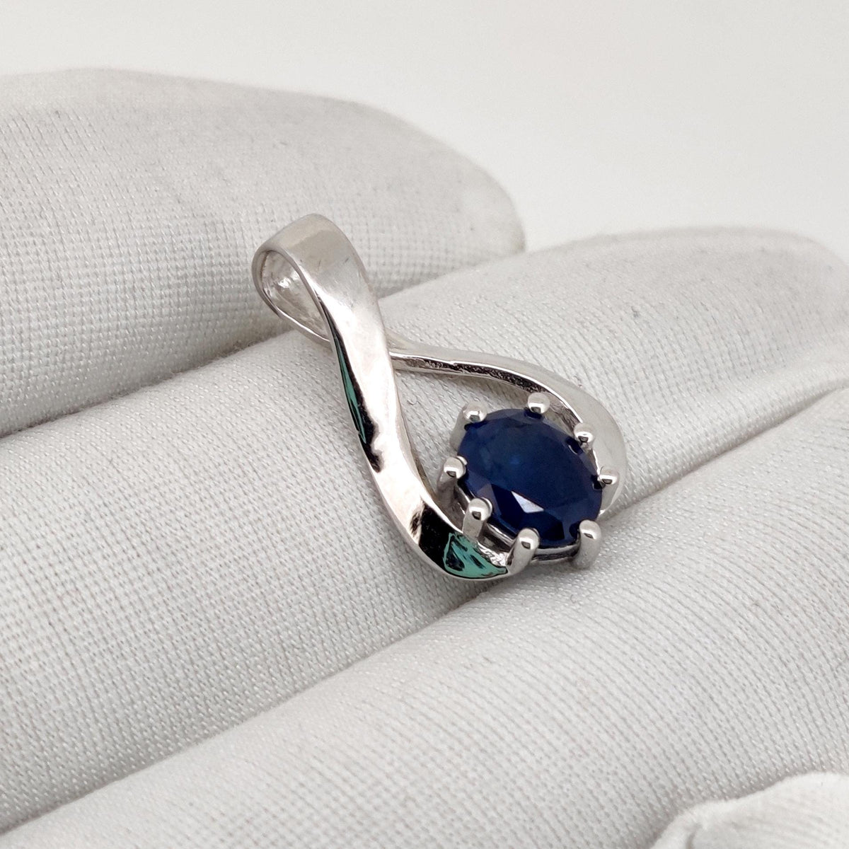 Blue Sapphire Oval Cut Pendant, Sterling Silver September Birthstone Jewelry, Anniversary Gift