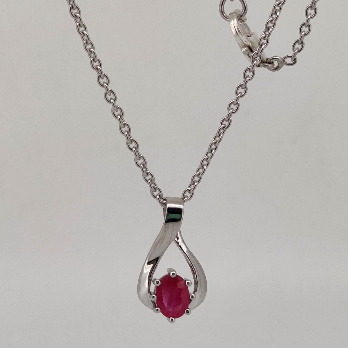Ruby Oval Cut Pendant, Sterling Silver July Birthstone Jewelry, Wedding Gift For Her
