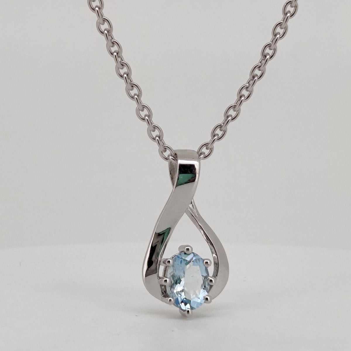 Aquamarine Oval Cut Pendant, Sterling Silver March Birthstone Jewelry Gift For Her