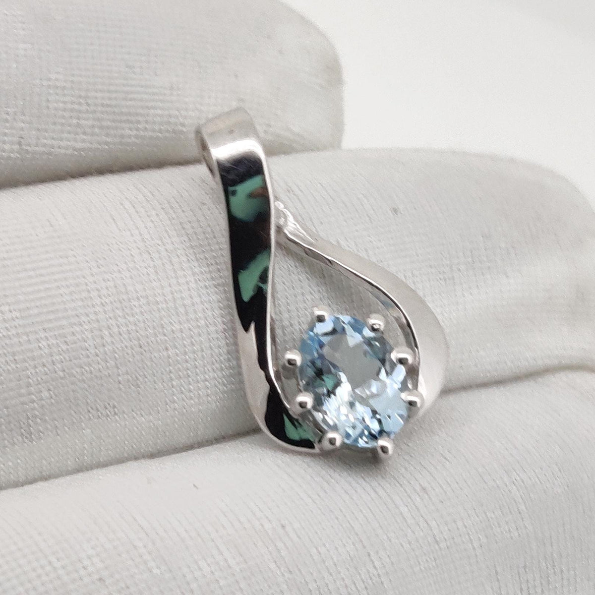 Aquamarine Oval Cut Pendant, Sterling Silver March Birthstone Jewelry Gift For Her