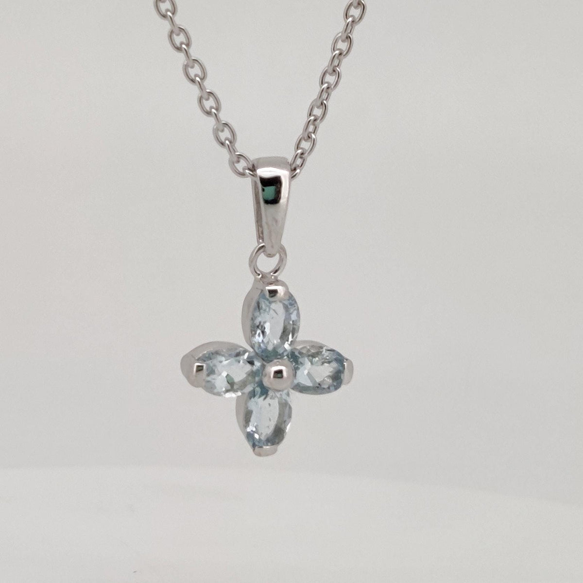 Sterling Silver Oval Cut Aquamarine Pendant, December Birthstone Jewelry