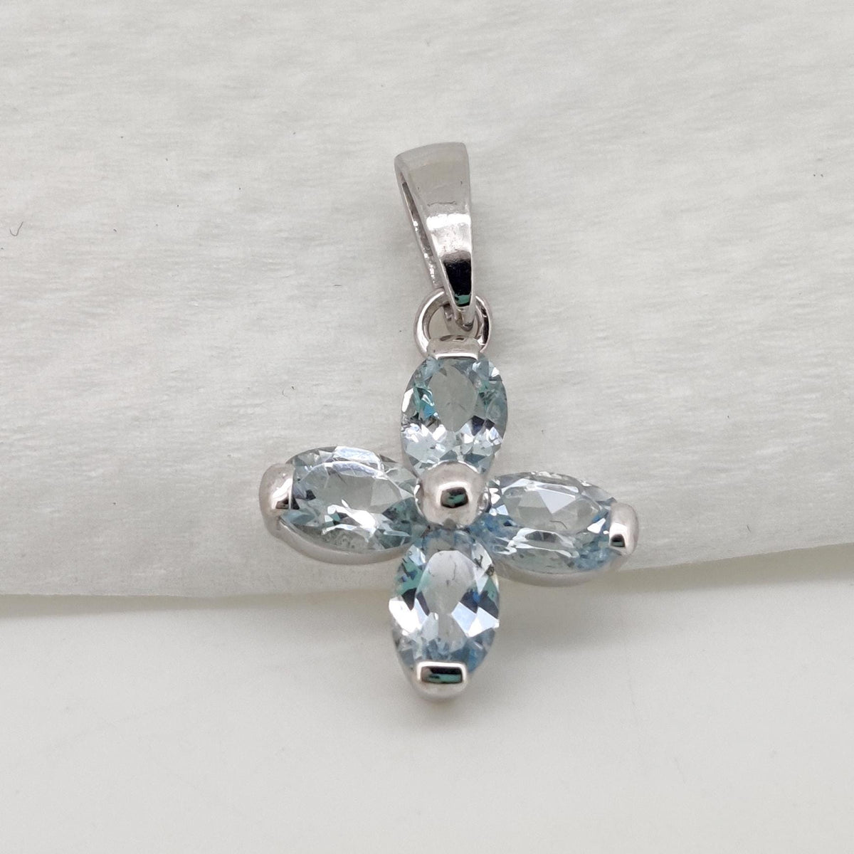 Sterling Silver Oval Cut Aquamarine Pendant, December Birthstone Jewelry