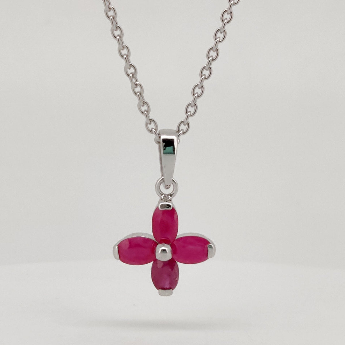 Sterling Silver Oval Cut Ruby Pendant, July Birthstone Jewelry