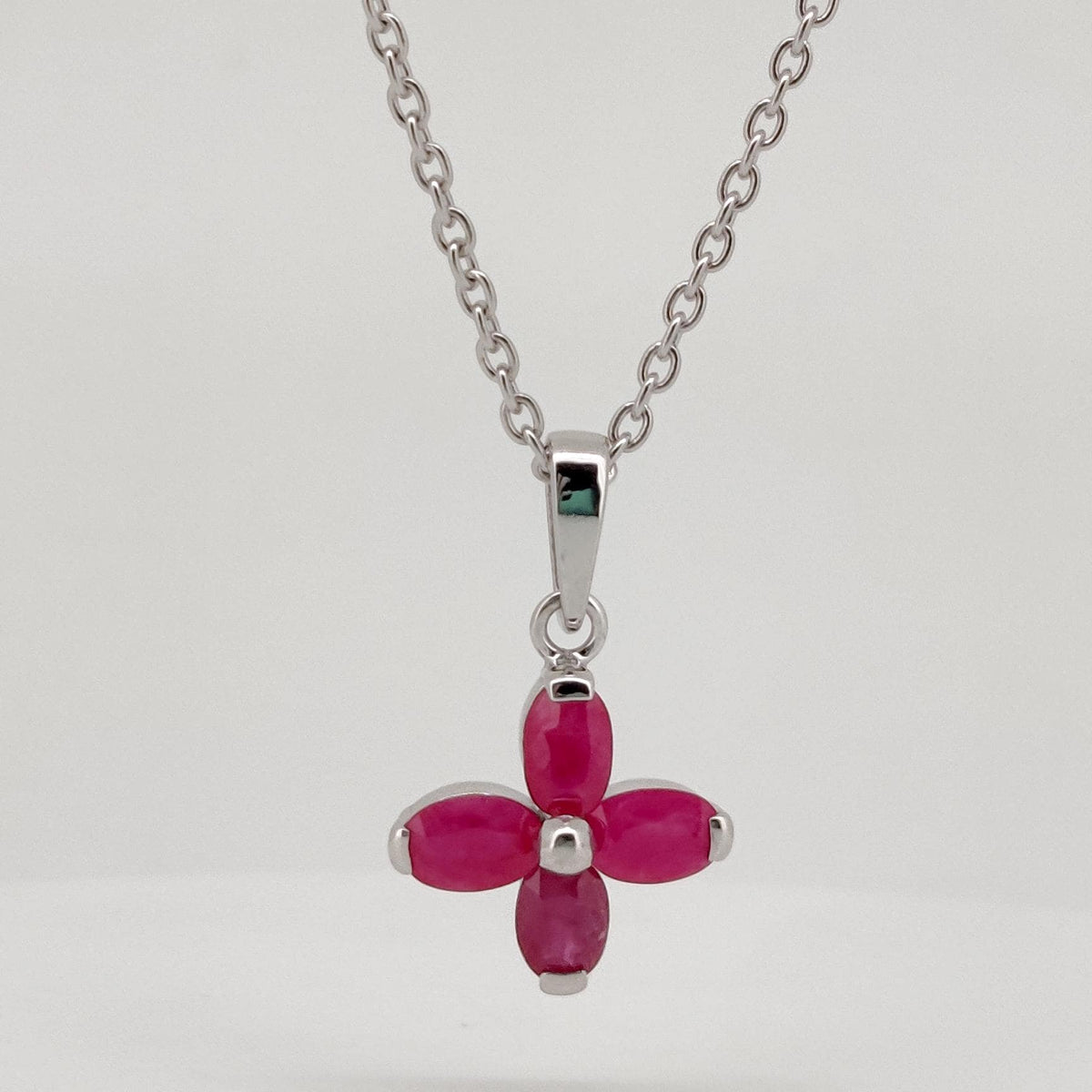 Sterling Silver Oval Cut Ruby Pendant, July Birthstone Jewelry