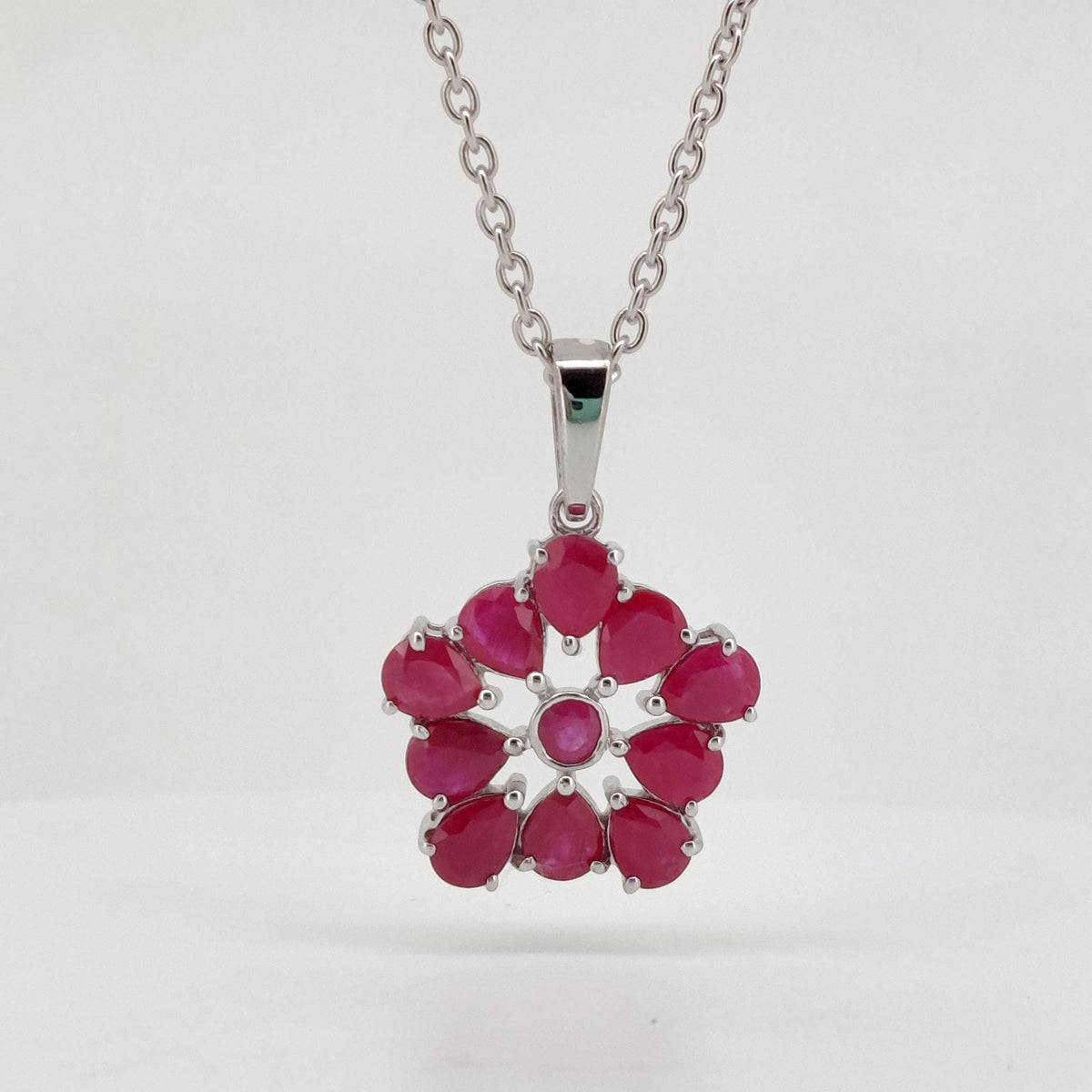 Natural Ruby Pendant, Handmade Sterling Silver Pear Stone Ruby Necklace, July Birthstone Jewelry