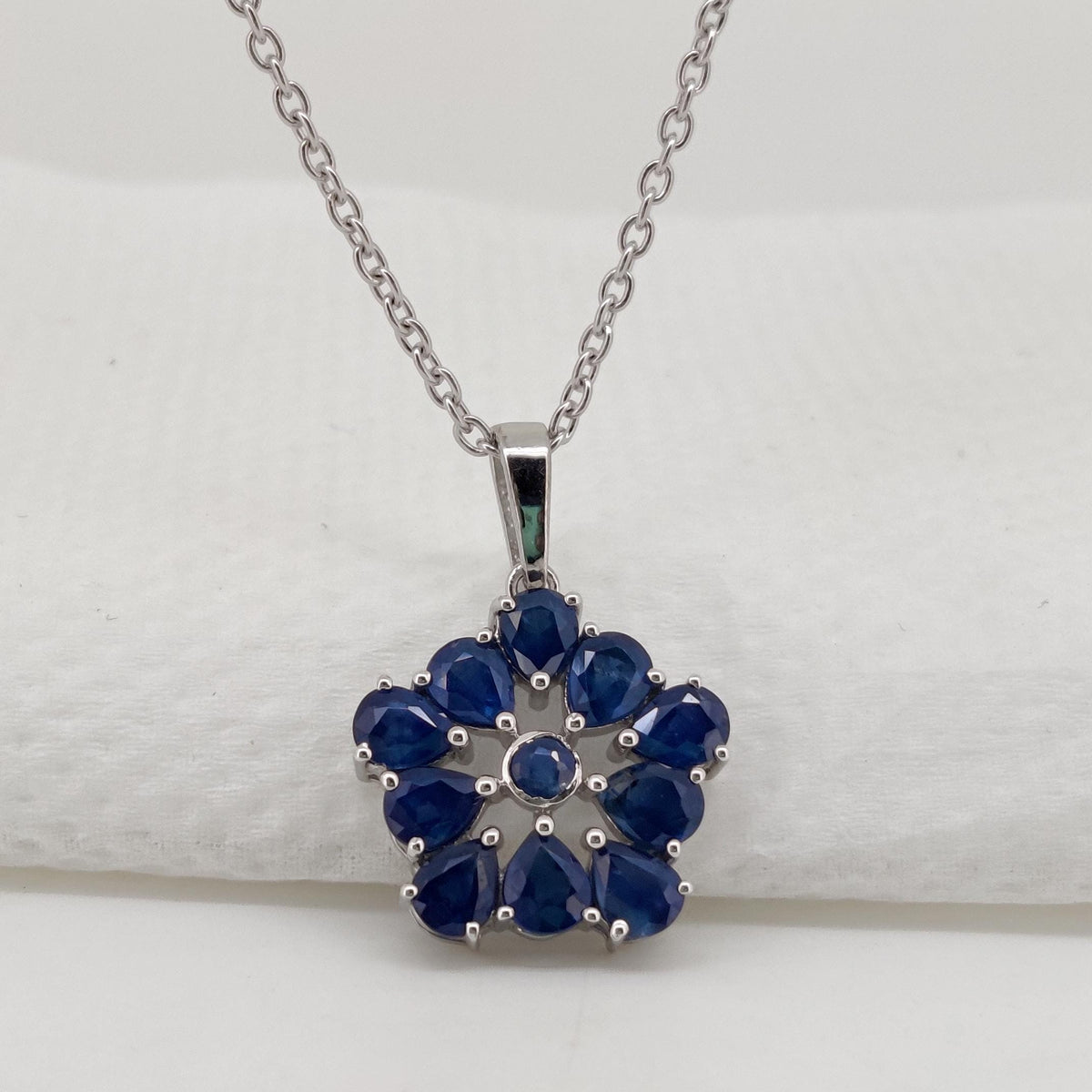 Natural Sapphire Pendant, Handmade Sterling Silver Sapphire Necklace, September Birthstone Jewelry