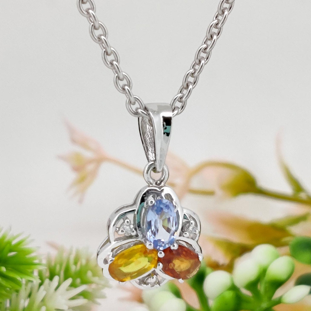 Handmade Multi Sapphire Pendant-925 Sterling Silver Pendant-September Birthstone-Gift for Anniversary
