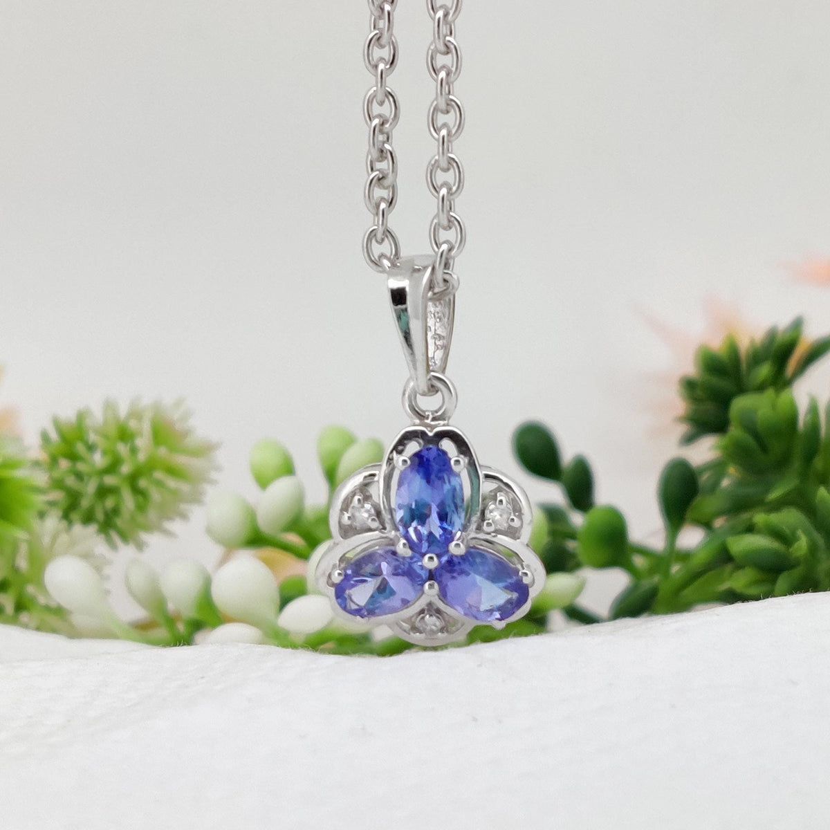 Tanzanite Oval Cut, Blue Gemstone Pendant, Handmade Sterling Silver Necklace, December Birthstone, Anniversary Gift