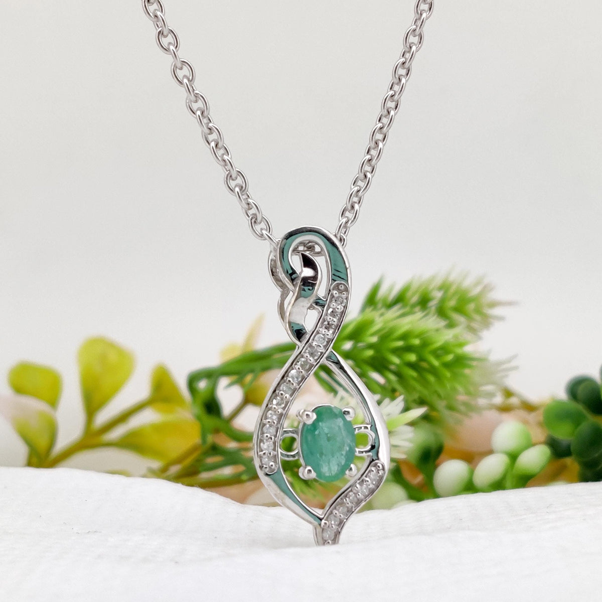 Emerald Gemstone Pendant, Handmade Sterling Silver Necklace, Green Emerald Jewelry, May Birthstone, Anniversary Gift