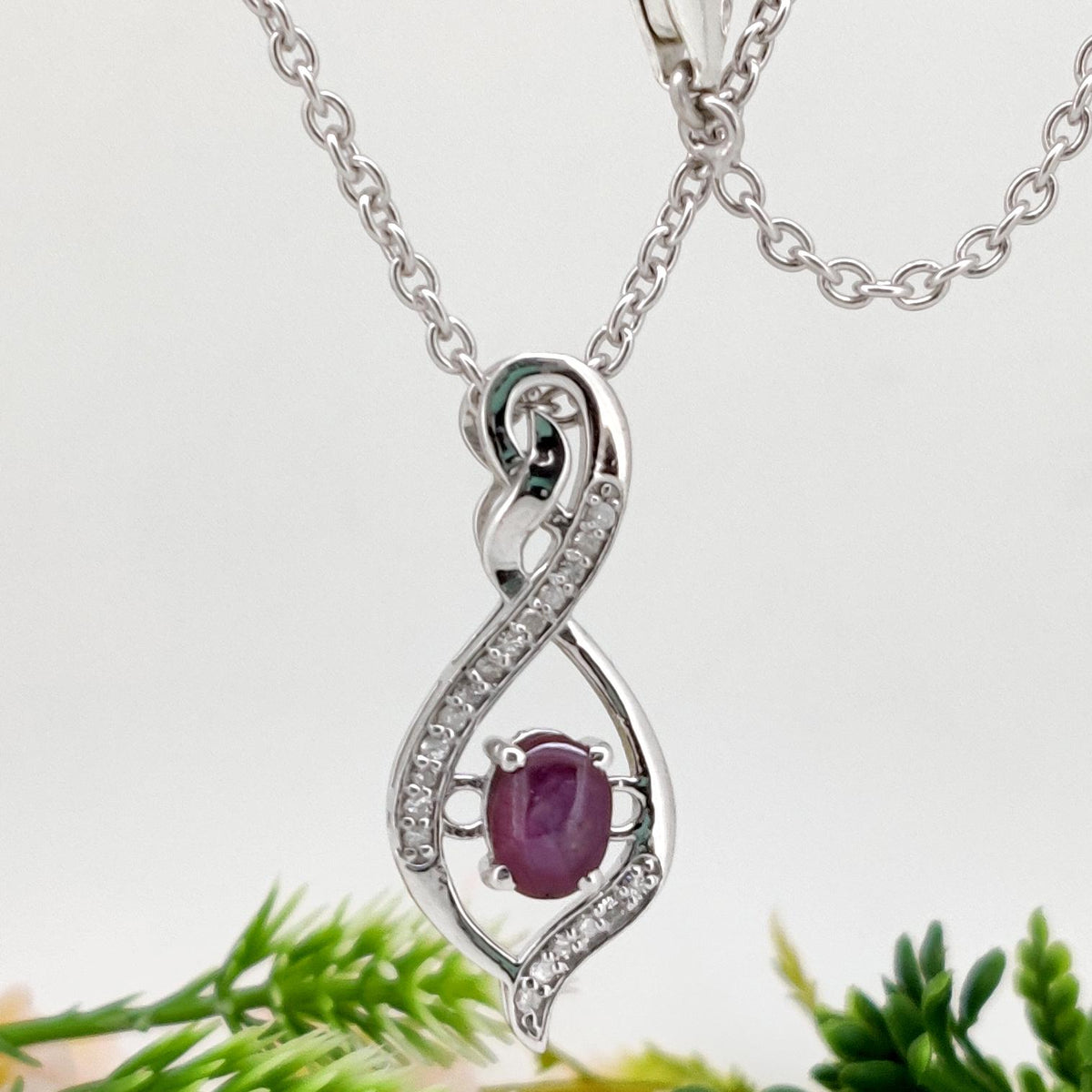 Star Ruby Pendant, Handmade Women's Jewelry Silver, July Birthstone, Anniversary Gift for her