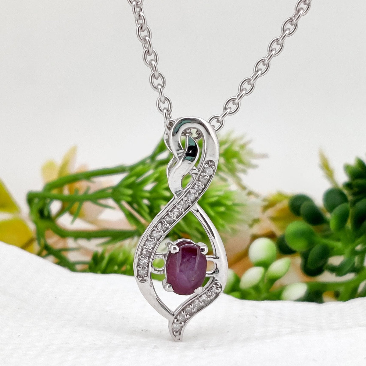 Star Ruby Pendant, Handmade Women's Jewelry Silver, July Birthstone, Anniversary Gift for her