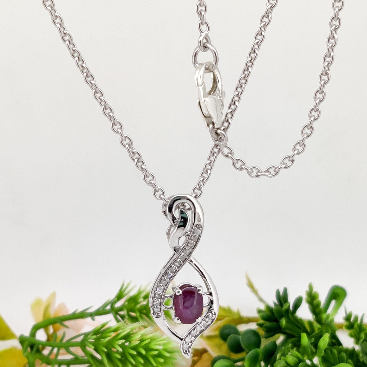 Star Ruby Pendant, Handmade Women's Jewelry Silver, July Birthstone, Anniversary Gift for her