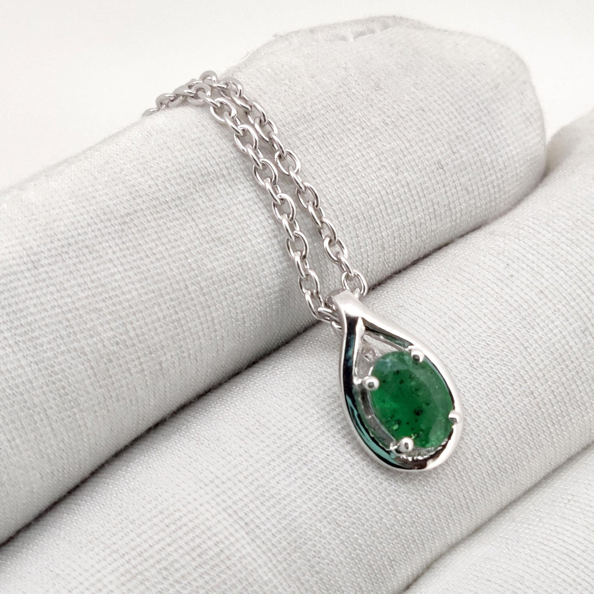 Natural Emerald Pendant, Handmade Sterling Silver Emerald Necklace, May Birthstone Jewelry