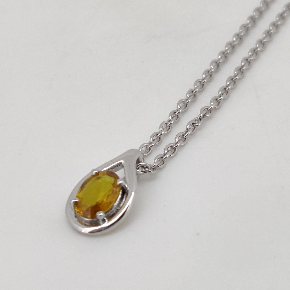 Handmade Sapphire Pendant Sterling Silver, Yellow Stone Necklace, September Birthstone Jewelry