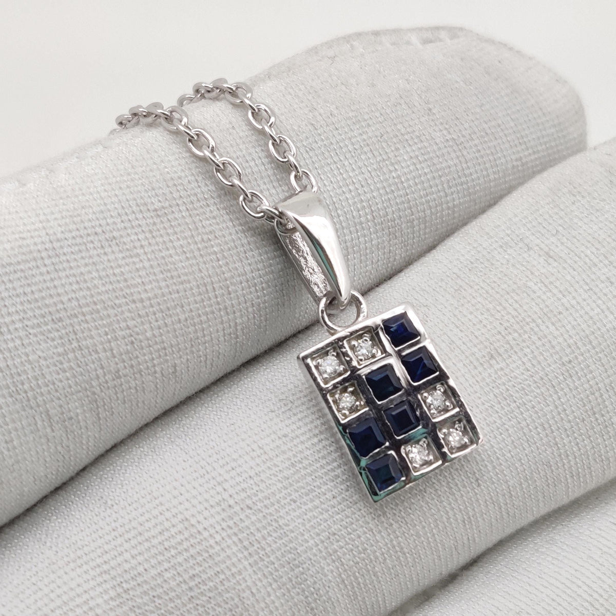 Natural Sapphire Gemstone Pendant Sterling Silver Diamond Handmade Jewelry September Birthstone Gift For Her
