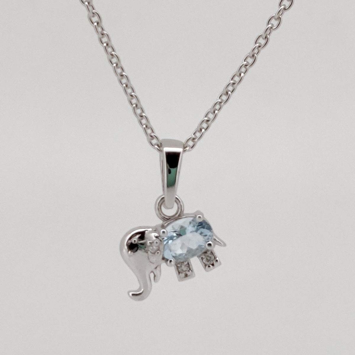 Aquamarine Elephant Pendant, Handmade Sterling Silver, Aquamarine Jewelry, March Birthstone, Anniversary Gift