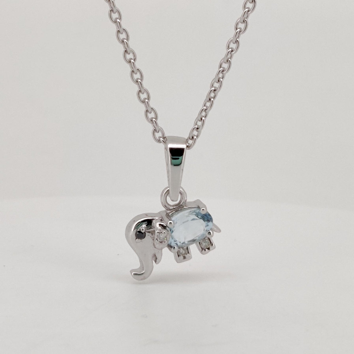 Aquamarine Elephant Pendant, Handmade Sterling Silver, Aquamarine Jewelry, March Birthstone, Anniversary Gift