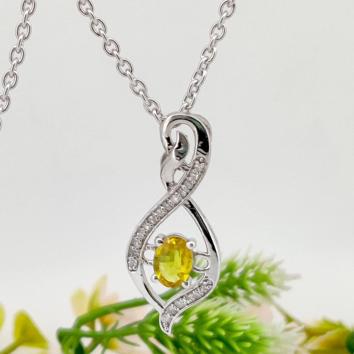 Yellow Sapphire Minimalist Pendant, Handmade Sterling Silver Necklace, Sapphire Jewelry, September Birthstone, Anniversary Gift