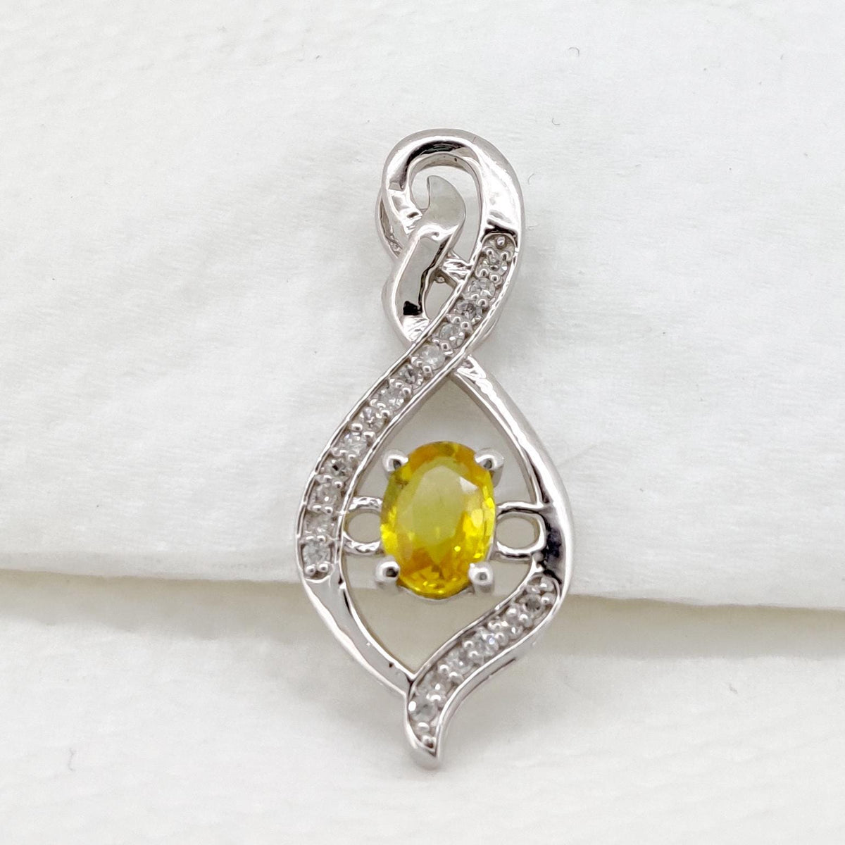 Yellow Sapphire Minimalist Pendant, Handmade Sterling Silver Necklace, Sapphire Jewelry, September Birthstone, Anniversary Gift