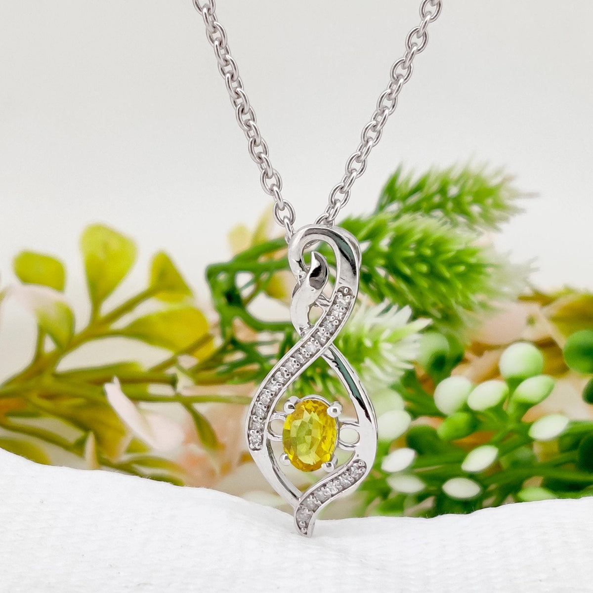 Yellow Sapphire Minimalist Pendant, Handmade Sterling Silver Necklace, Sapphire Jewelry, September Birthstone, Anniversary Gift