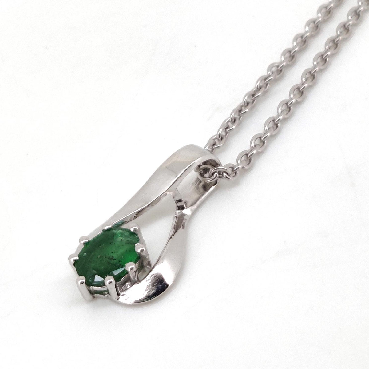 Emerald Oval Cut Pendant, Sterling Silver May Birthstone Jewelry, Wedding Gift For Her