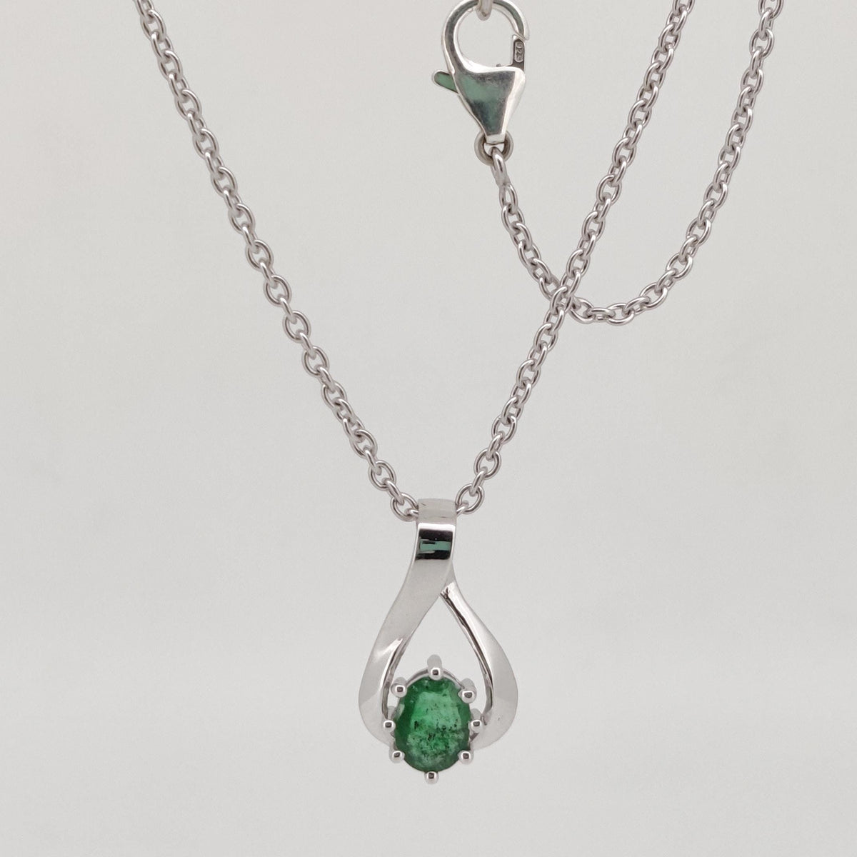 Emerald Oval Cut Pendant, Sterling Silver May Birthstone Jewelry, Wedding Gift For Her