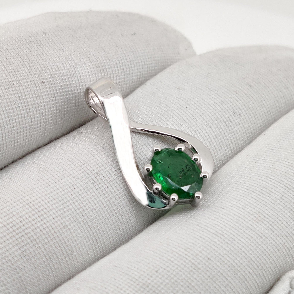 Emerald Oval Cut Pendant, Sterling Silver May Birthstone Jewelry, Wedding Gift For Her