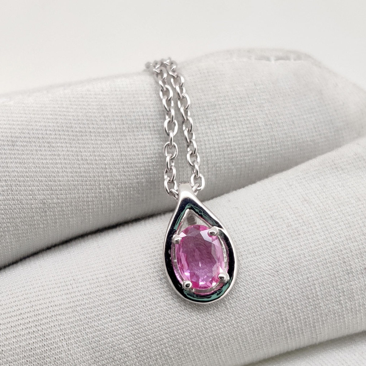 Handmade Pink Sapphire Silver Pendant, Sapphire Necklace, September Birthstone Jewelry