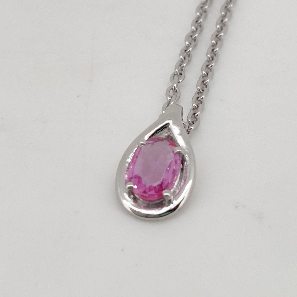 Handmade Pink Sapphire Silver Pendant, Sapphire Necklace, September Birthstone Jewelry