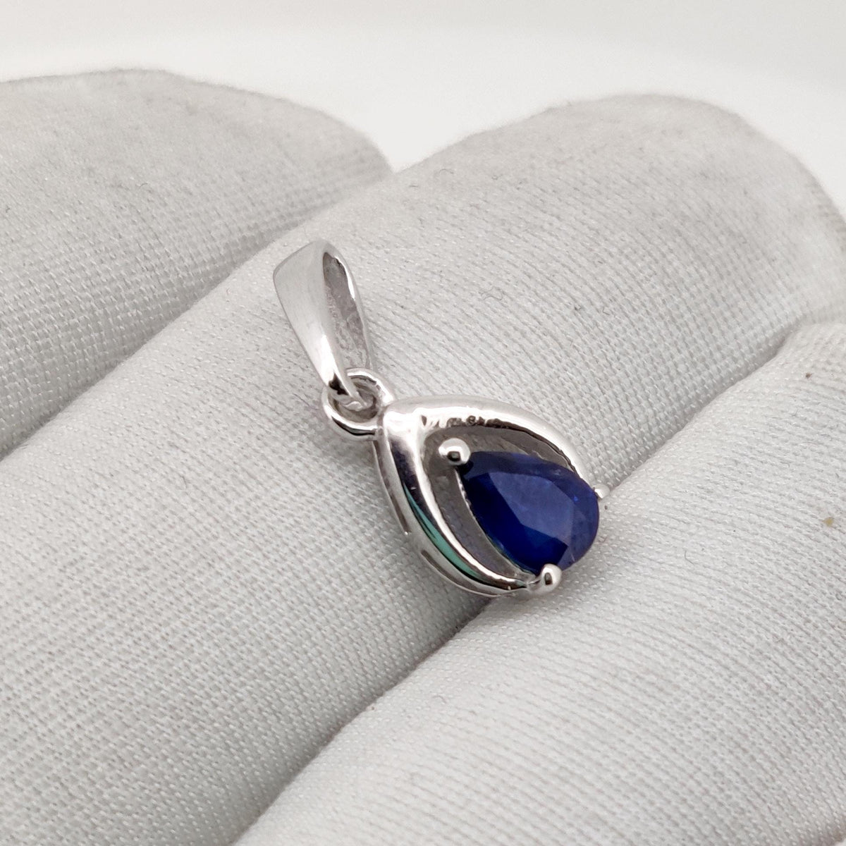 Natural Sapphire Pendant, Sterling Silver Necklace, Blue Sapphire Jewelry, September Birthstone, Anniversary Gift