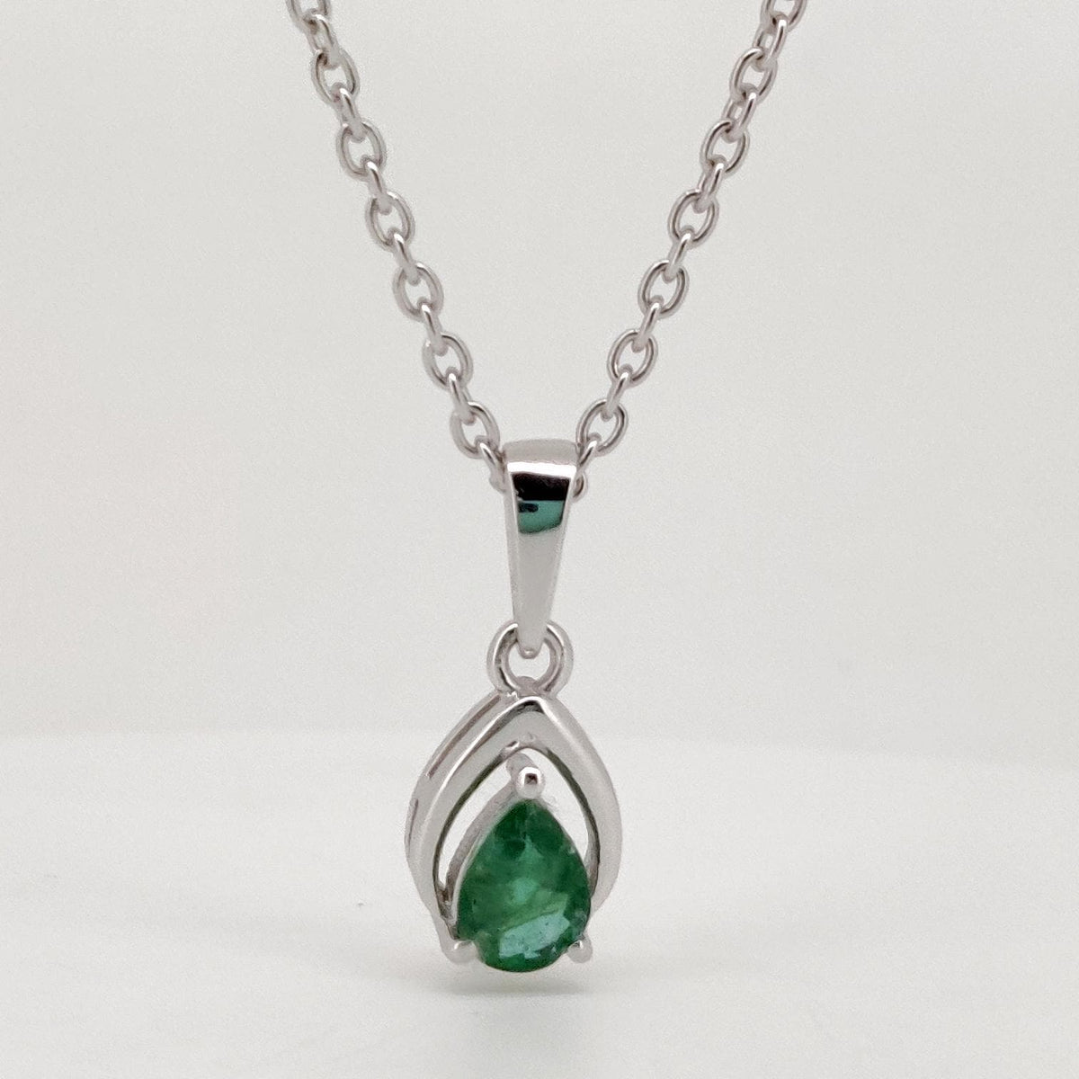 Natural Emerald Pendant, Sterling Silver Necklace, Green Emerald Jewelry, May Birthstone, Anniversary Gift