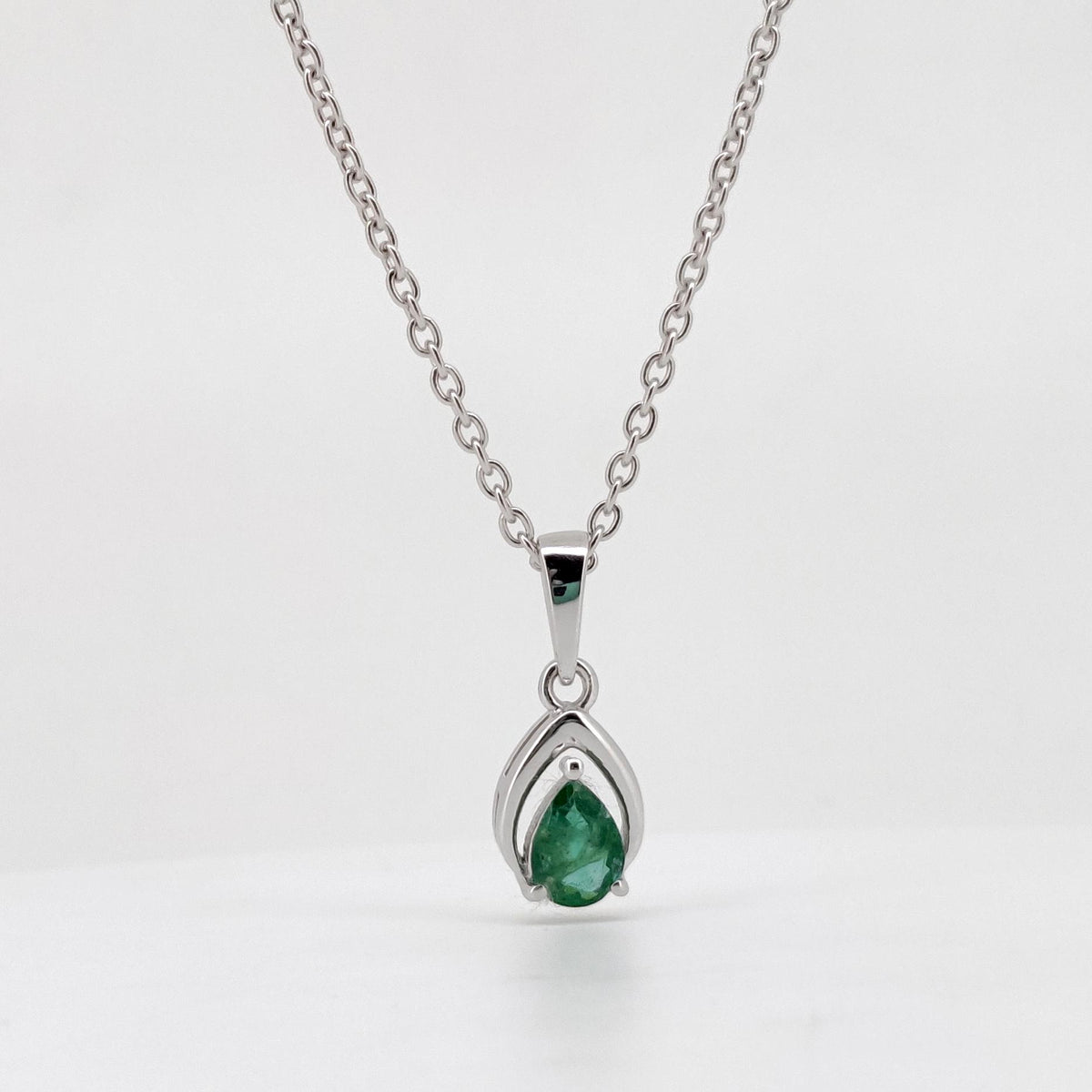 Natural Emerald Pendant, Sterling Silver Necklace, Green Emerald Jewelry, May Birthstone, Anniversary Gift