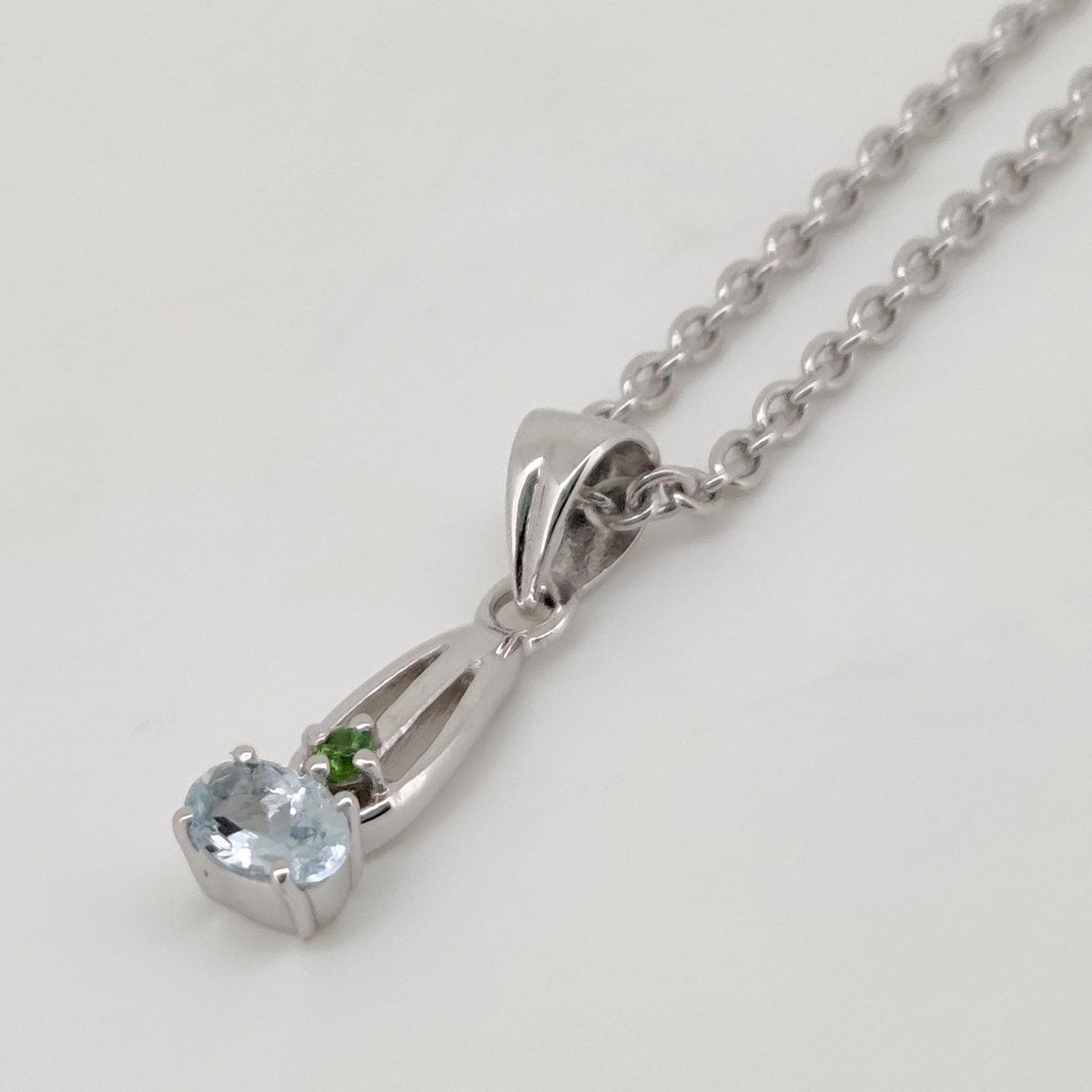Natural Aquamarine Pendant, Sterling Silver Necklace, Aquamarine Jewelry, March Birthstone, Anniversary Gift