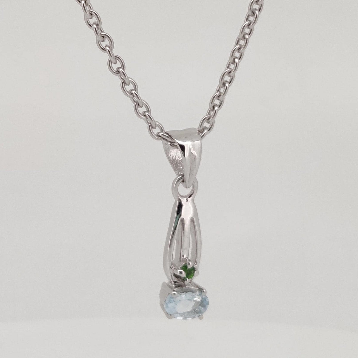 Natural Aquamarine Pendant, Sterling Silver Necklace, Aquamarine Jewelry, March Birthstone, Anniversary Gift