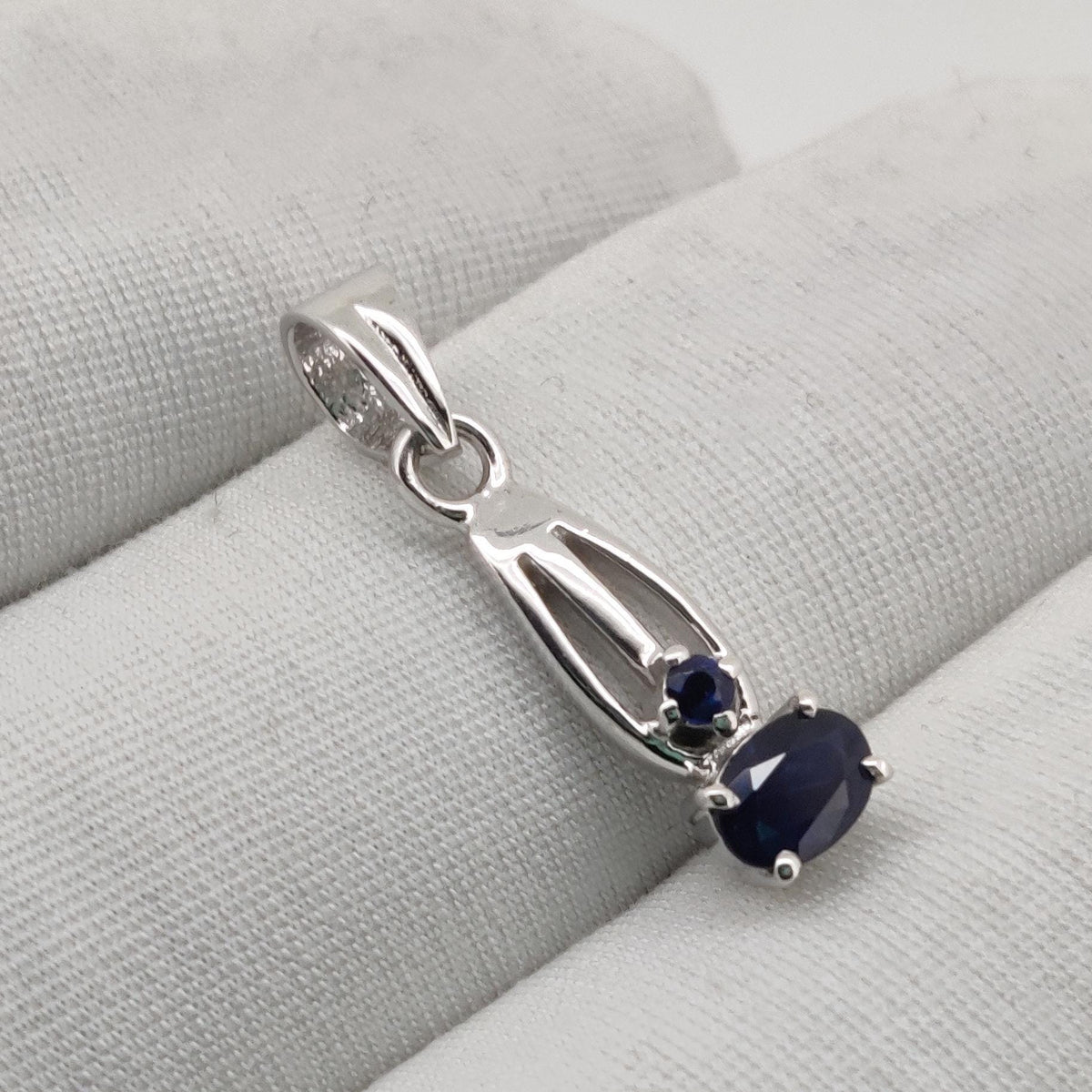 Natural Blue Sapphire Pendant, Sterling Silver Necklace, Sapphire Jewelry, September Birthstone, Anniversary Gift