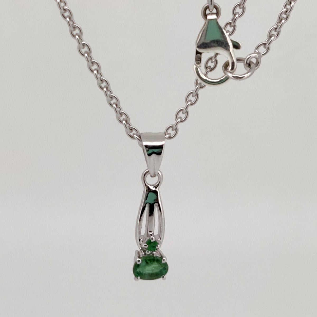 Natural Emerald Pendant, Sterling Silver Necklace, Emerald Jewelry, May Birthstone, Anniversary Gift