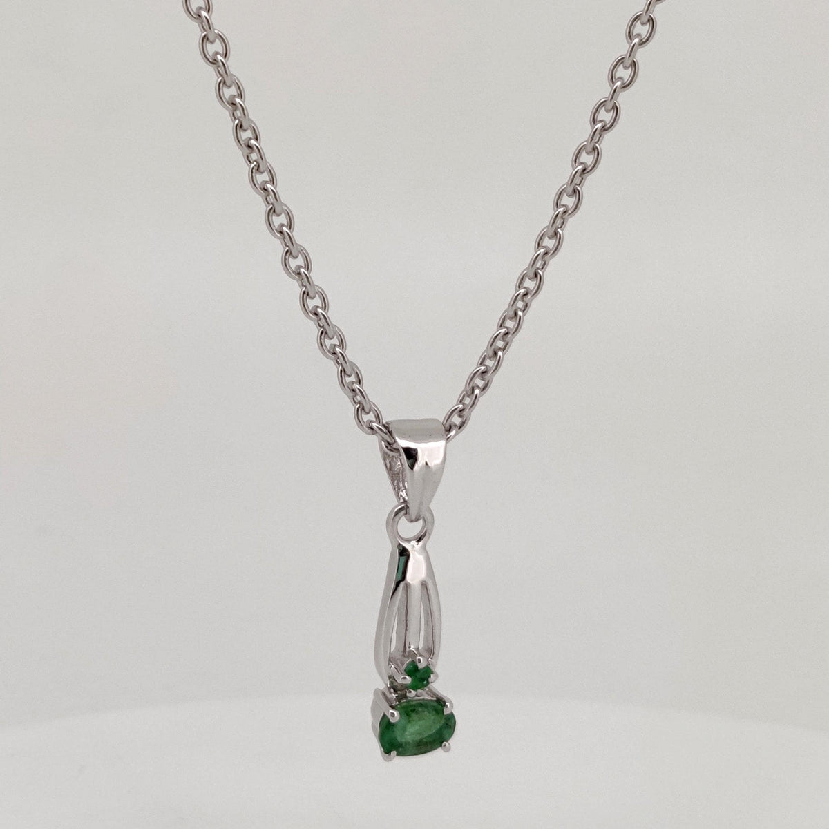 Natural Emerald Pendant, Sterling Silver Necklace, Emerald Jewelry, May Birthstone, Anniversary Gift