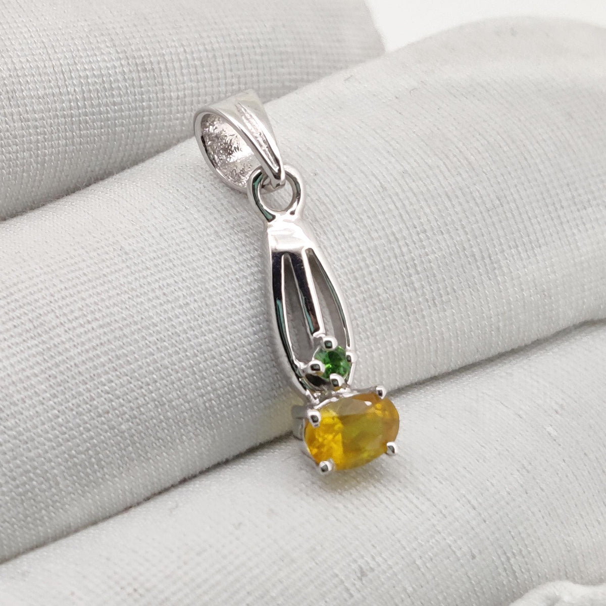 Natural Yellow Sapphire Pendant, Sterling Silver Necklace, Sapphire Jewelry, September Birthstone, Anniversary Gift