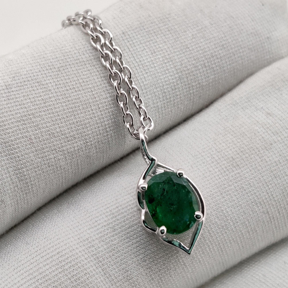 Handmade Emerald Pendant, Sterling Silver Green Emerald Jewelry, May Birthstone, Women's Gifts For Her