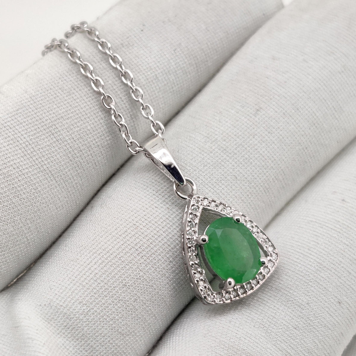 Emerald Pendant, Handmade Sterling Silver Green Emerald Jewelry, May Birthstone, Wedding   gift for her