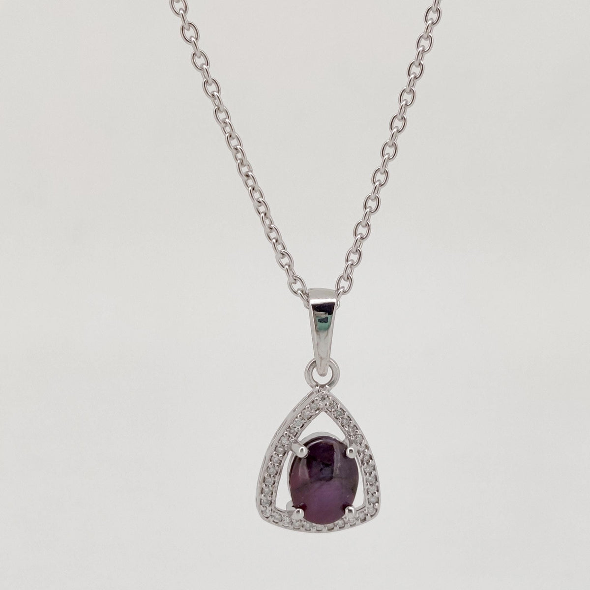 Oval Star Ruby Pendant, Sterling Silver July Birthstone Jewelry