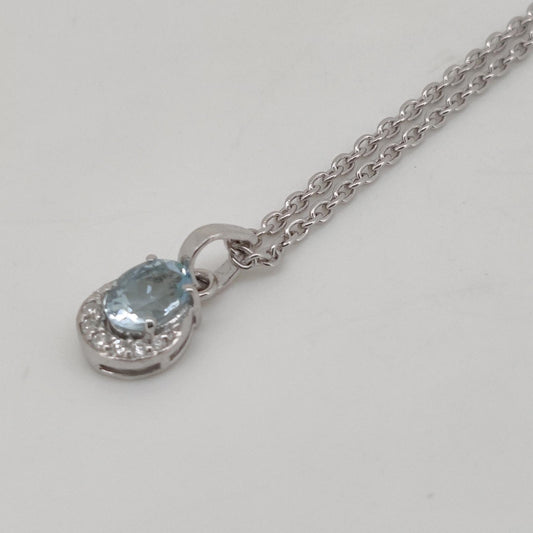 Oval Aquamarine Handmade Pendant, Sterling Silver Aquamarine Jewelry, March Birthstone