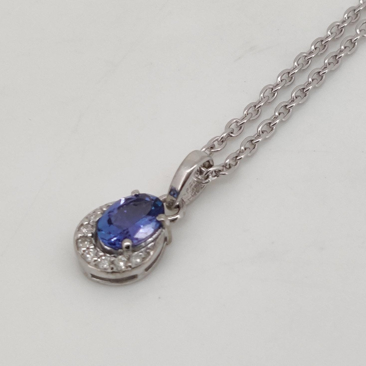 Oval Tanzanite Handmade Pendant, Sterling Silver Blue Stone Jewelry, December Birthstone, Wedding gift