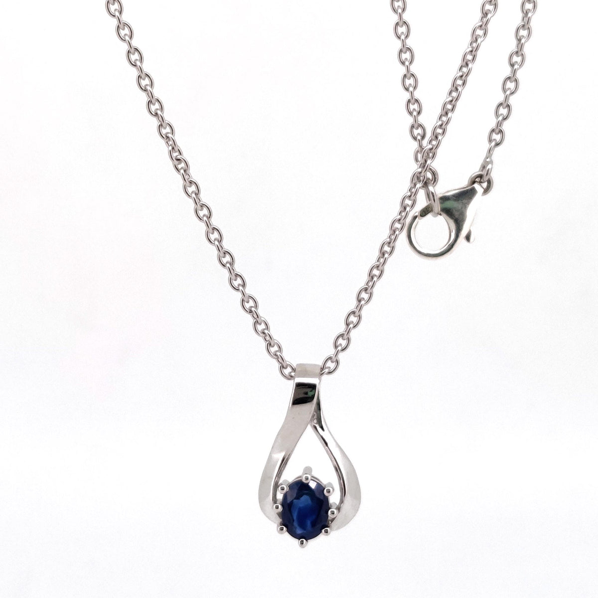 Blue Sapphire Oval Cut Pendant, Sterling Silver September Birthstone Jewelry, Anniversary Gift