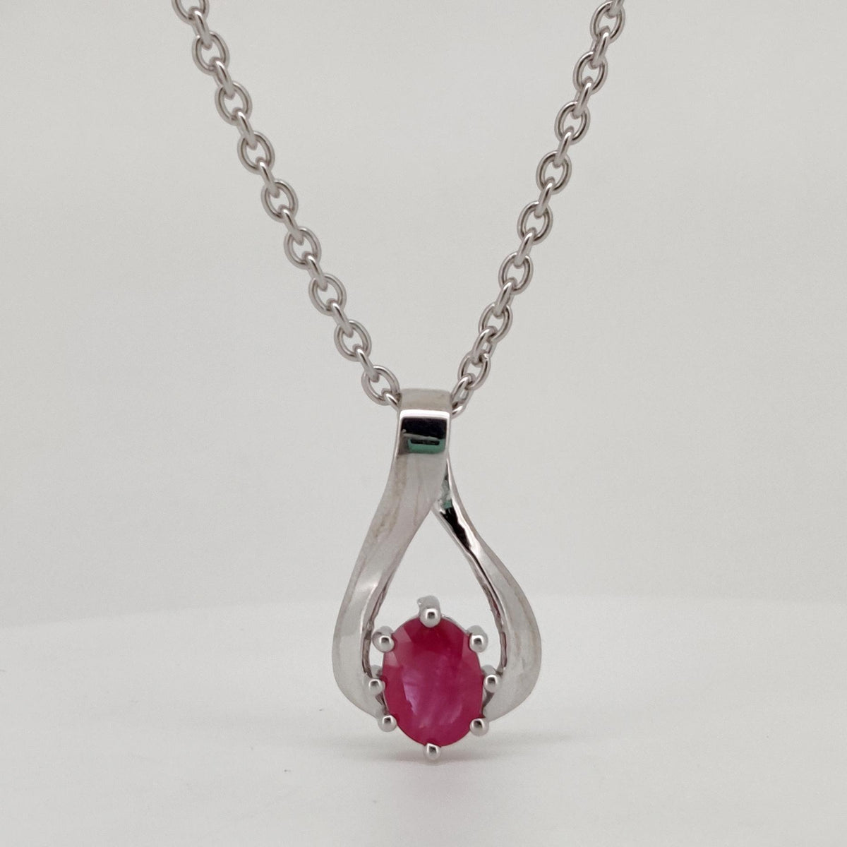 Ruby Oval Cut Pendant, Sterling Silver July Birthstone Jewelry, Wedding Gift For Her