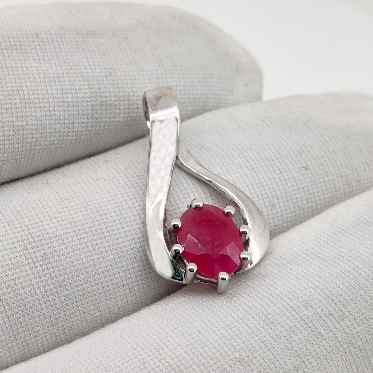 Ruby Oval Cut Pendant, Sterling Silver July Birthstone Jewelry, Wedding Gift For Her