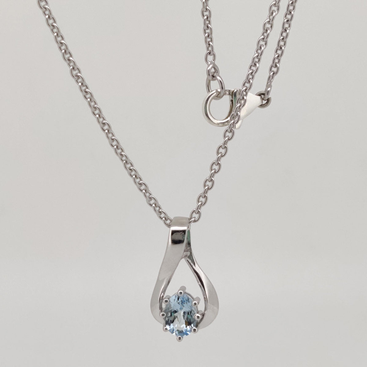 Aquamarine Oval Cut Pendant, Sterling Silver March Birthstone Jewelry Gift For Her