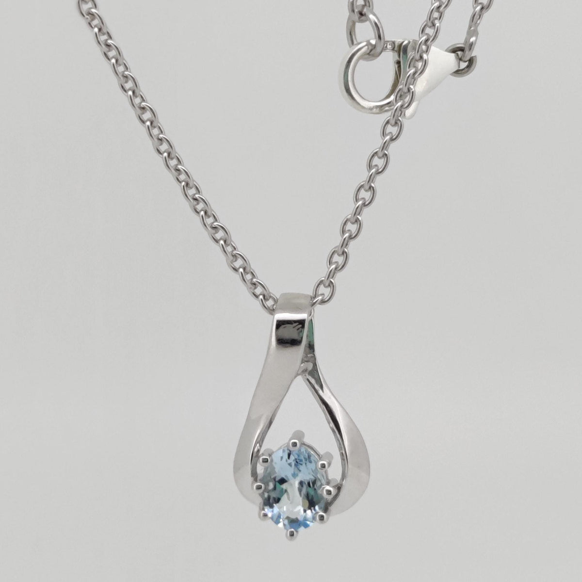 Aquamarine Oval Cut Pendant, Sterling Silver March Birthstone Jewelry Gift For Her