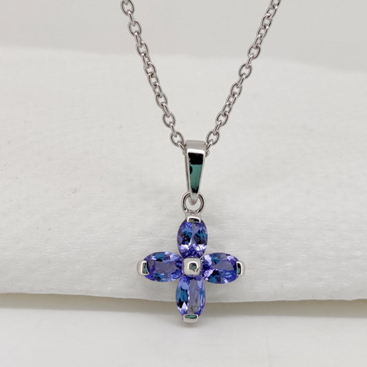 Oval Tanzanite Sterling Silver Pendant, December Birthstone Jewelry, Anniversary Gift for Her