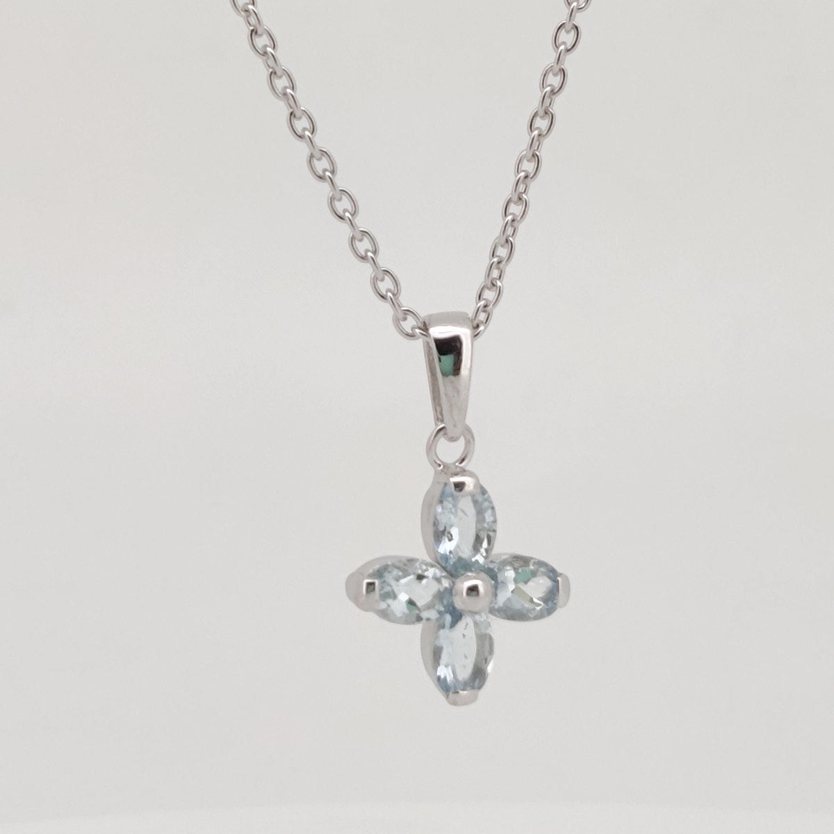 Sterling Silver Oval Cut Aquamarine Pendant, December Birthstone Jewelry